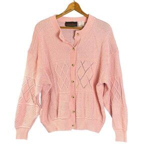 Vintage Parkhurst Pink Cardigan – Pastel Soft Girl Coquette Button Up Cotton